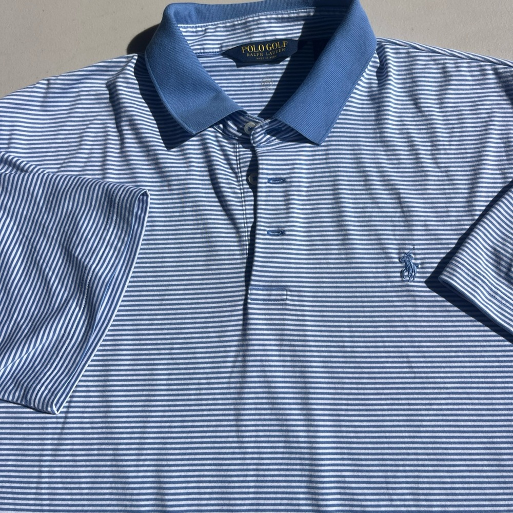Polo Golf Blue Striped Men's Short Sleeve Shirt